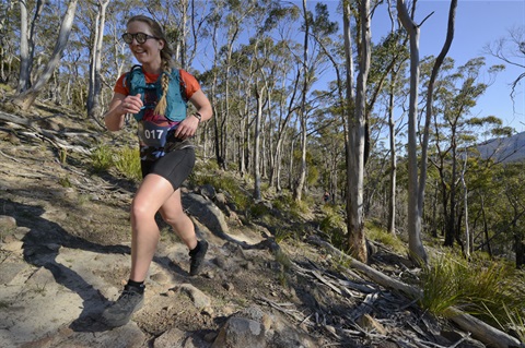 Trail runner in Knocklofty Reserve.